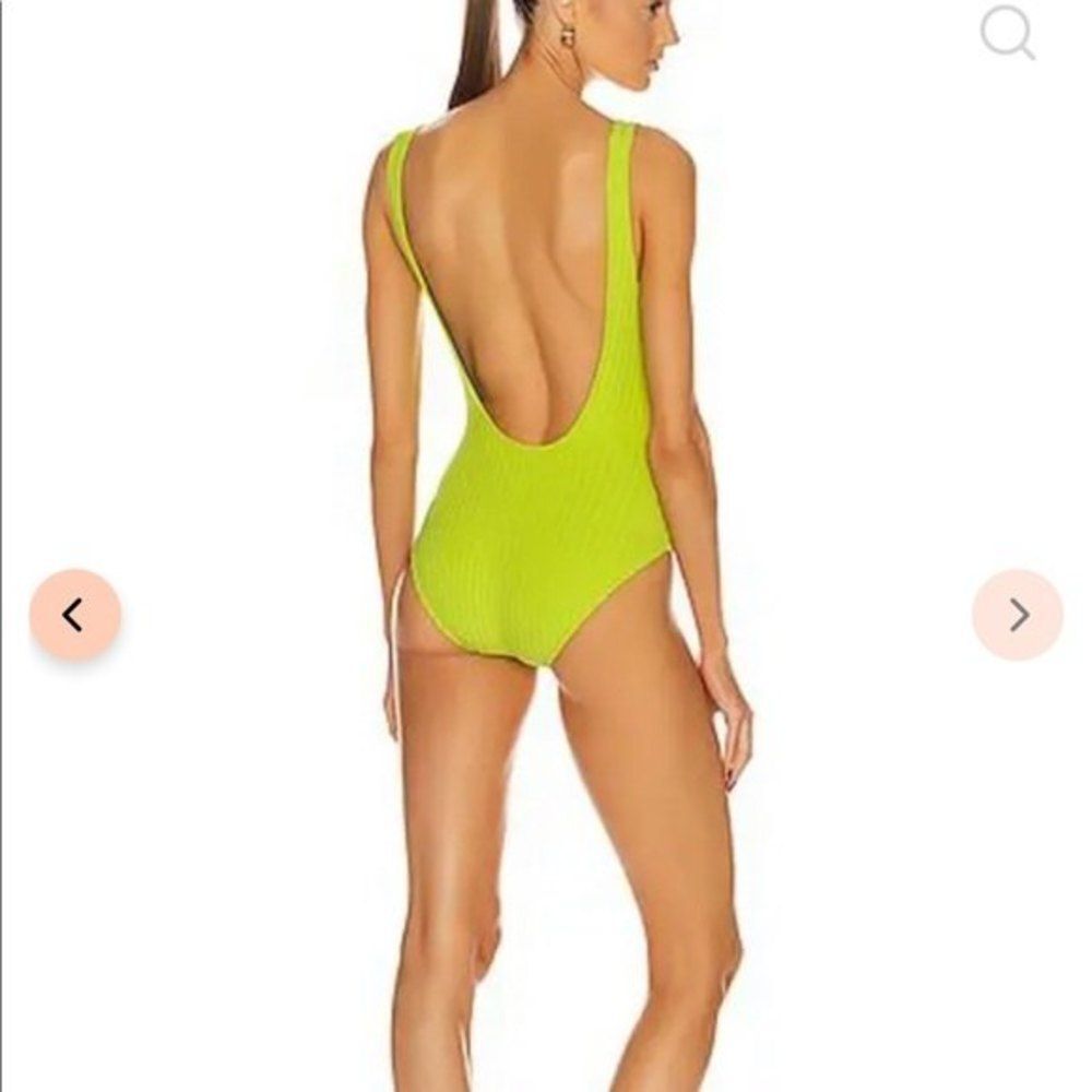 SOLID AND STRIPED Womens The Anne-Marie in Chartreuse Rib Button Swimsuit Sz XS - Picture 3 of 10
